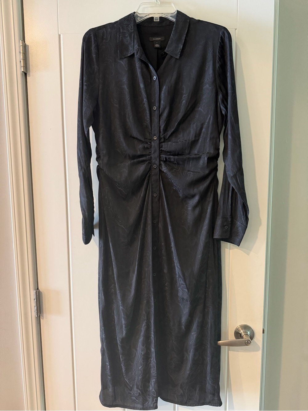 Halogen Black Long-Sleeve Midi Shirtdress